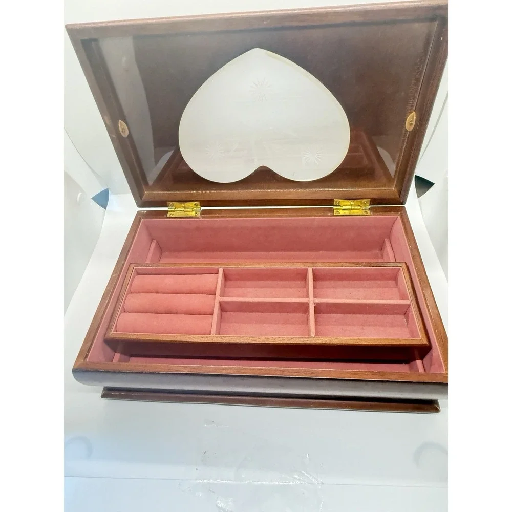 Vintage Mele Heart Jewelry Box 90s Y2K Cottagecore Coquette Keepsake, Floral